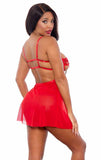 Red Embroidered Babydoll