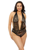 Lace crotchless teddy plus size Boxed