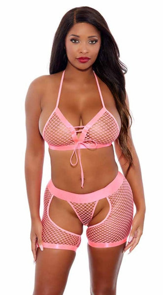 Three-Piece Fishnet Set