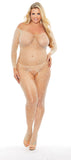 Rhinestone Fishnet Full Body With Sleeves Bodystocking (BOXED)