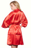 Red Dreamy Short Satin Kimono Robe