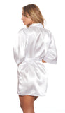 White Dreamy Short Satin Kimono Robe
