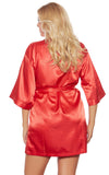 Red  Dreamy Short Satin Kimono Robe Plus Size