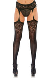 Black Lace Garter With Pantyhose