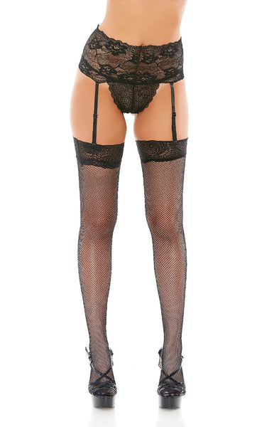 Black Lace Trim Garter With Panyhose