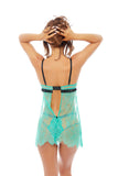 Green And Black Lace Babydoll Set Plus Size