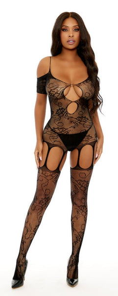 All Over Lace And Fishnet Bodystocking With Legs