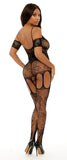 All Over Lace And Fishnet Bodystocking With Legs