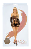 3 Pc Fishnet Chemise Bodystocking With Sleeves