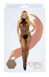 High Neck Fishnet And Lace Bodystocking