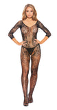 Sheer Full Body Fishnet Bodystocking With Lace Detail