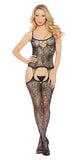 Sheer Bodystocking With Attached Gartered Thigh Tights